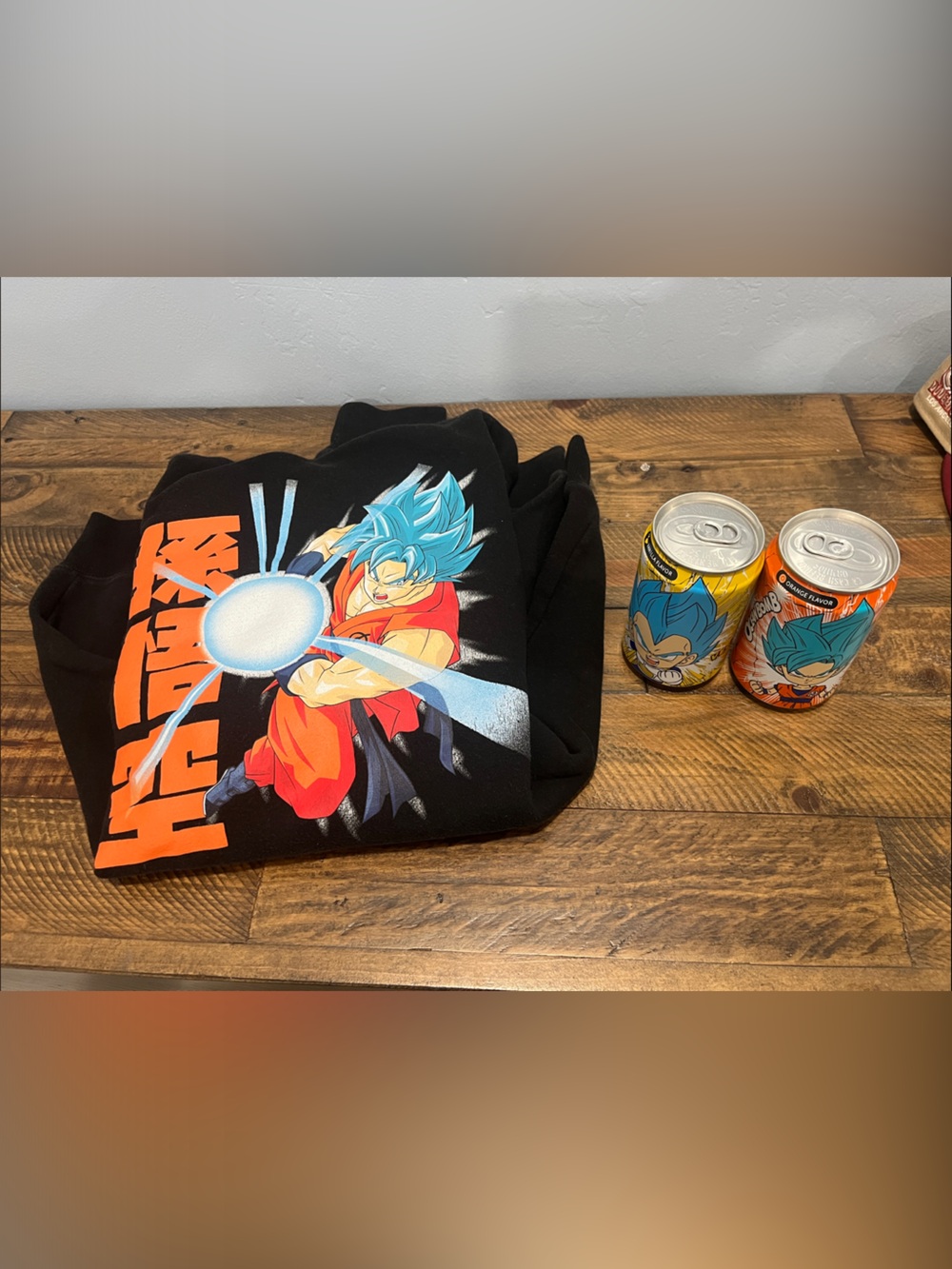 Anime Graphic Black Hoodie and 2 Dragon Ball Collectible Cans